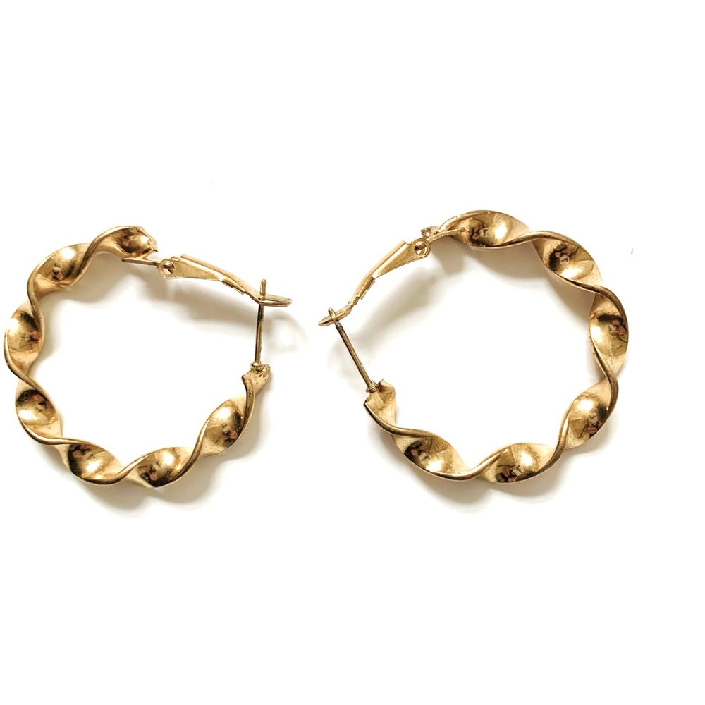 Twisted  ribbon hoop earring set - Picture 2 of 2